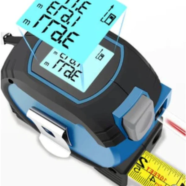 3-in-1 Laser Tape Measure – Digital LCD Infrared Distance Meter with Tape Rule & Spirit Level, 131FT/197FT Range for Construction & Home Measuring