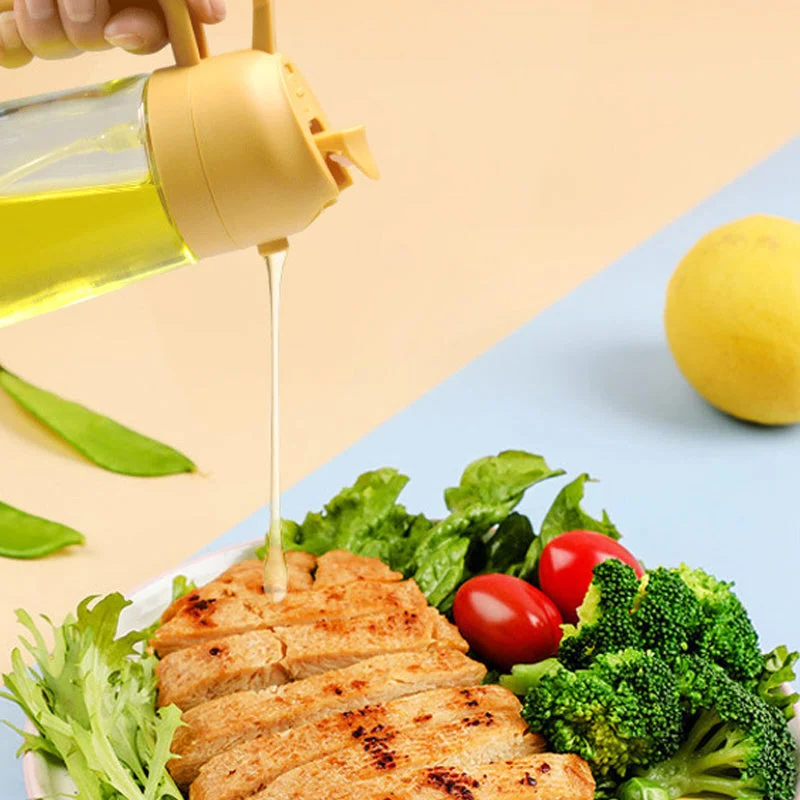 2-in-1 Glass Oil Sprayer & Dispenser Bottle – Kitchen Misting Spray Bottle for Olive Oil, Avocado Oil & Vinegar, Air Fryer Cooking, Salads & Grilling