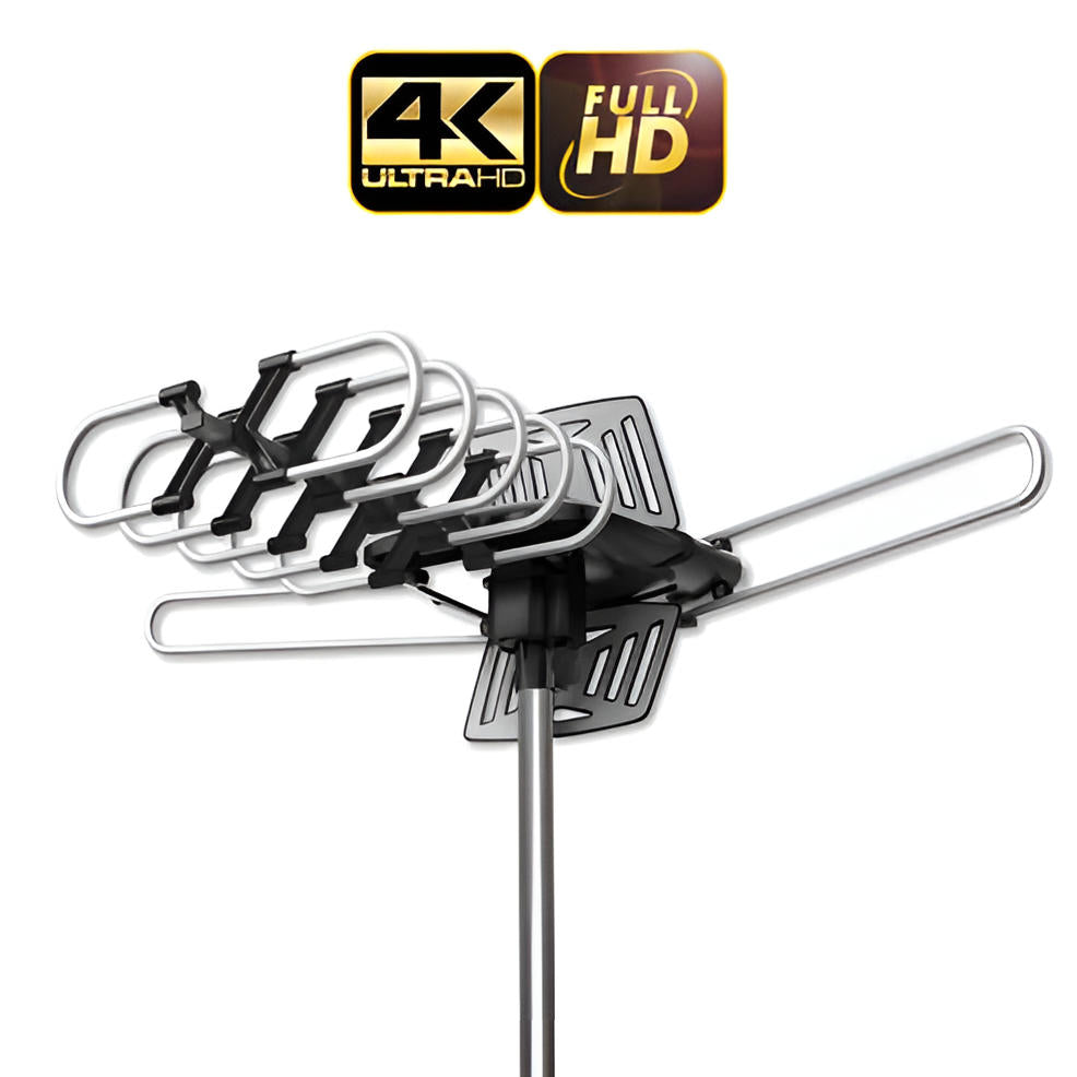 2025 Long-Range Outdoor Digital HD TV Antenna – 360° Motorized Directional Rotating Antenna for Free HD Channels, 150+ Mile Range, Weatherproof