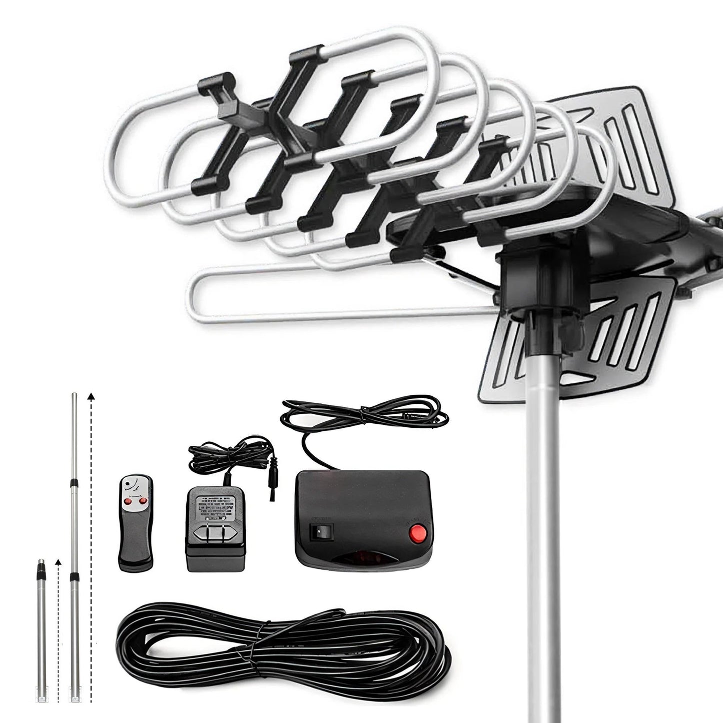 2025 Long-Range Outdoor Digital HD TV Antenna – 360° Motorized Directional Rotating Antenna for Free HD Channels, 150+ Mile Range, Weatherproof