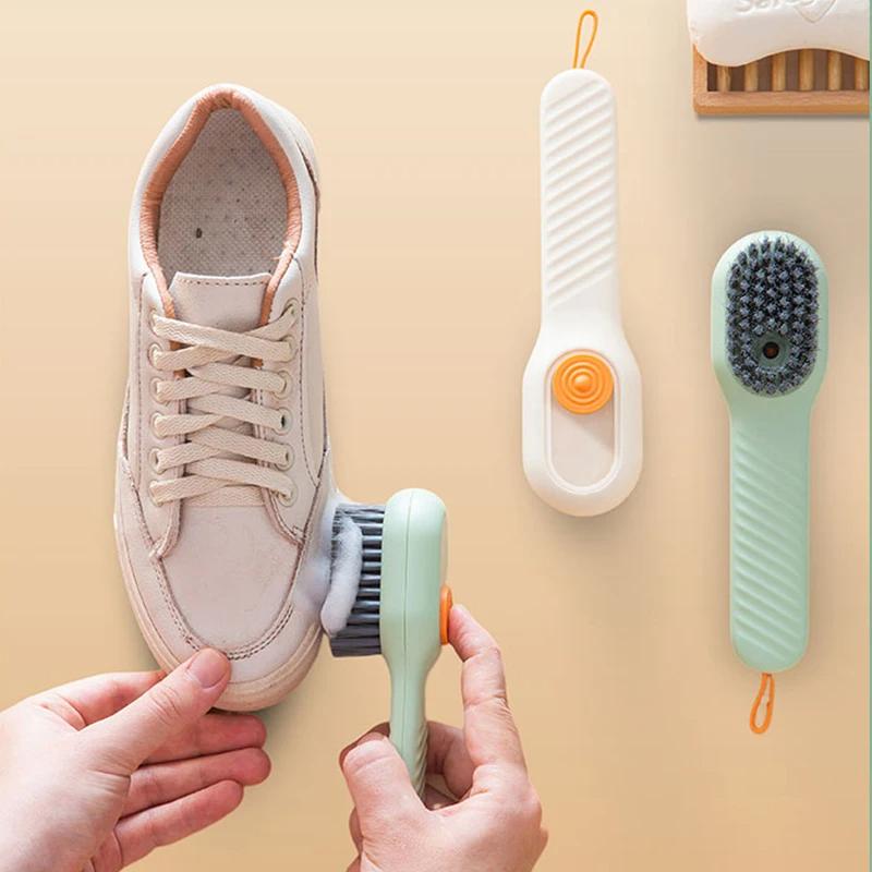 2-Set Automatic Liquid Dispensing Shoe Cleaning Brushes – Self-Wetting Scrub Brush Kit for Sneakers, Boots, Canvas & Fabric Shoes