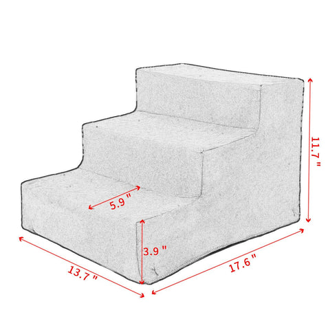 3-Step Portable Dog Stairs for Tall Beds – Foldable Pet Steps for Dogs & Cats, Non-Slip Surface, Lightweight Indoor Staircase for Furniture & Couches