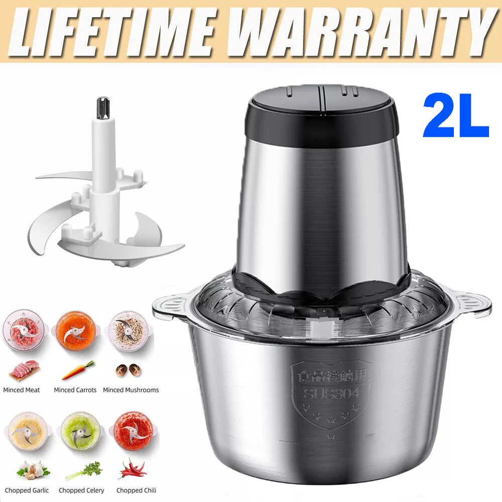2L Electric Food Chopper – 300W Powerful Mini Vegetable Chopper Dicer for Onions, Garlic, Herbs & Food Prep, One-Touch Operation