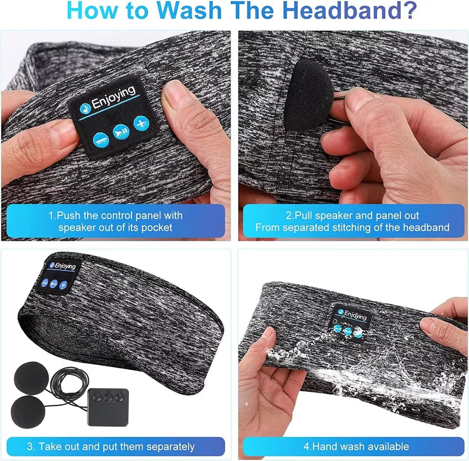2-in-1 Wireless Bluetooth Sleeping Headphones Headband – Sports Sleep Earphones for Meditation, Relaxation, Running & Yoga, Soft Breathable Eye Mask Band