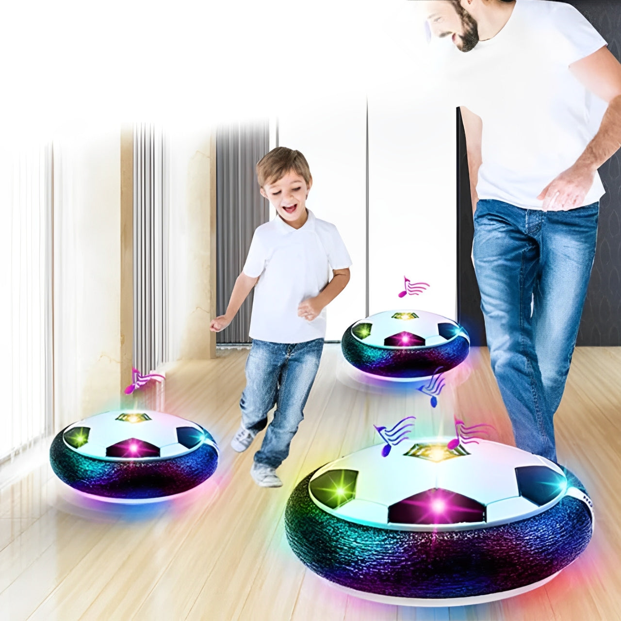 2-Pack LED Hover Ball Soccer Toy – Glowing Air-Powered Indoor Soccer Ball for Kids, Safe for Hardwood Floors, Tiles & Carpet, Ages 3+